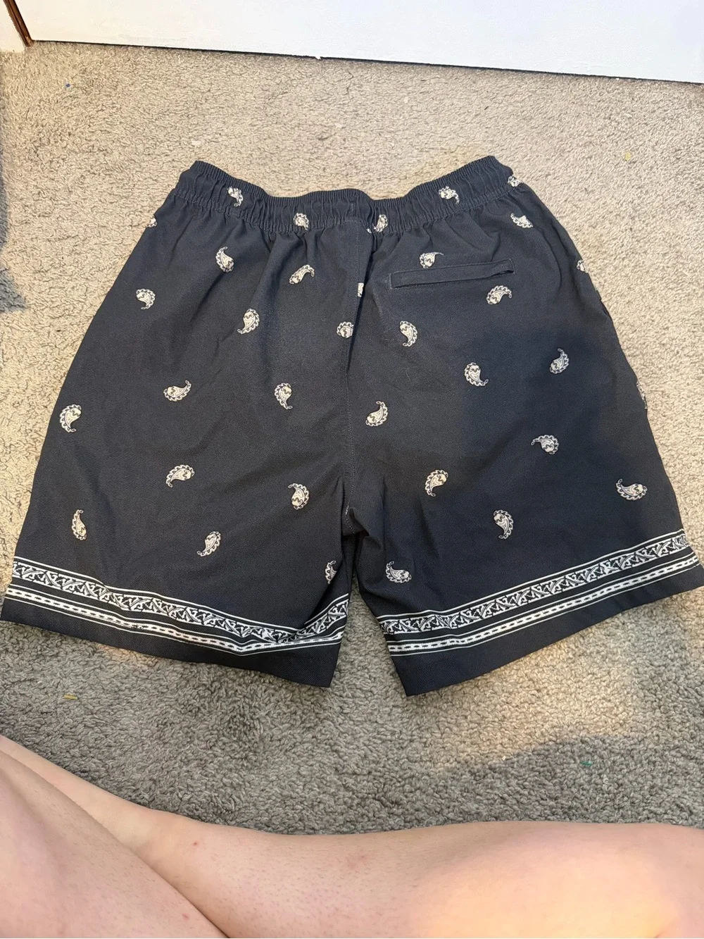 Goodfellow & Co Black Paisley-Print Swim Board Shorts